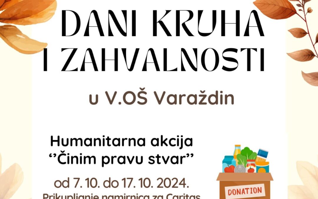 HUMANITARNA AKCIJA POVODOM DANA KRUHA I ZAHVALNOSTI